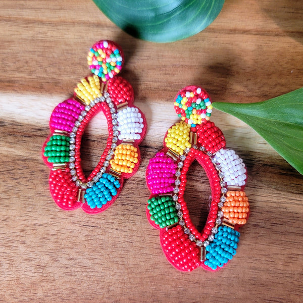 Multi Beaded Bubble Earrings