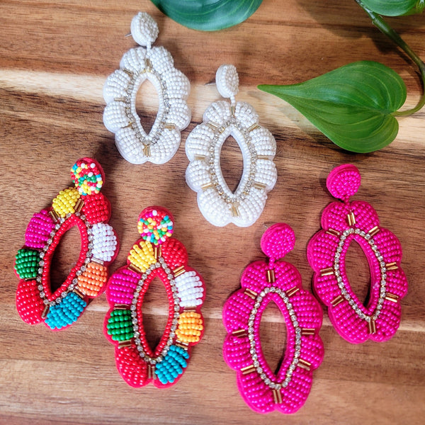 Multi Beaded Bubble Earrings