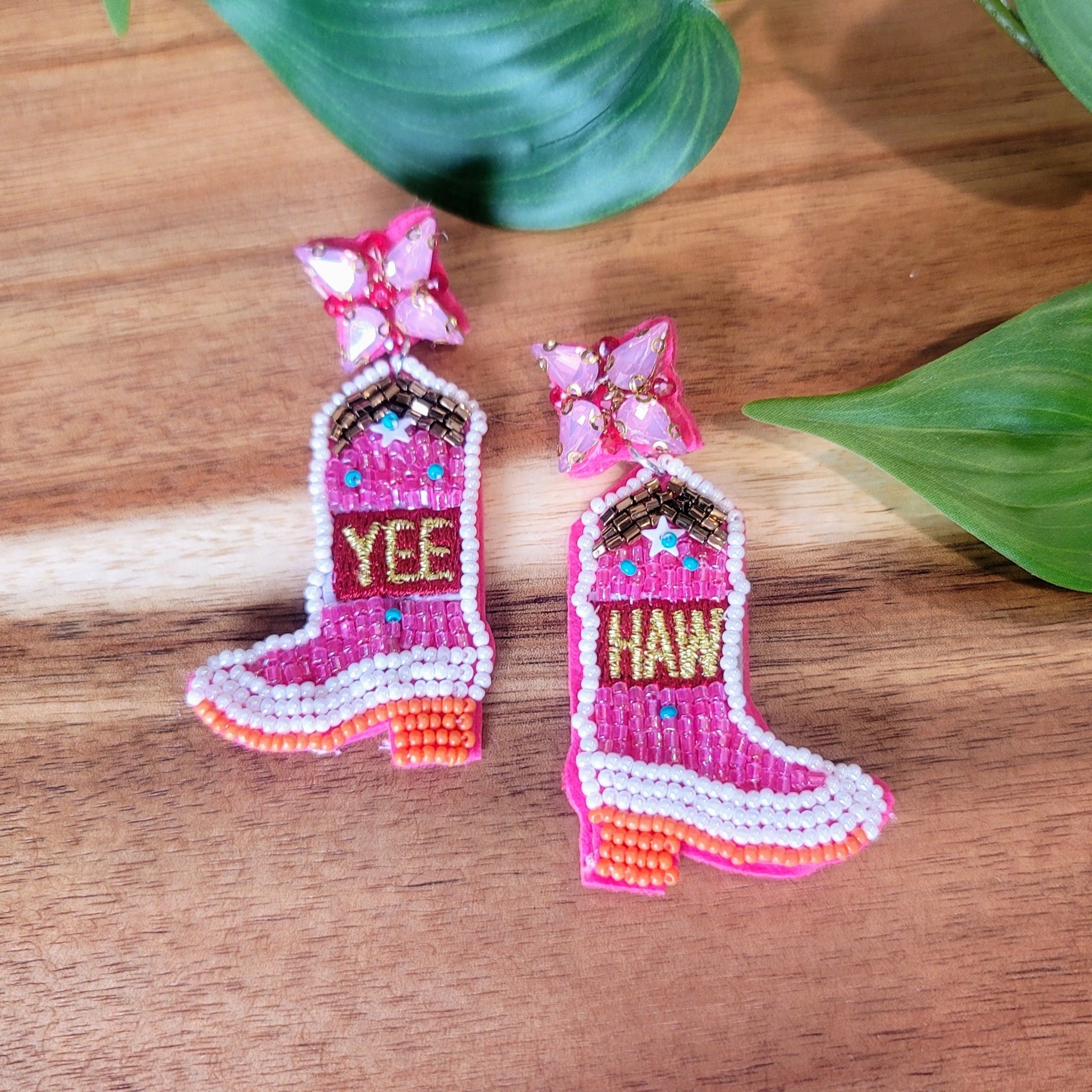 Beaded Cowgirl Boot Earrings