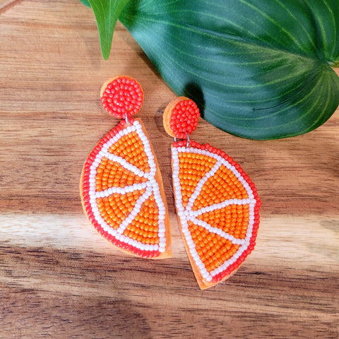 Beaded Orange Slice Earrings