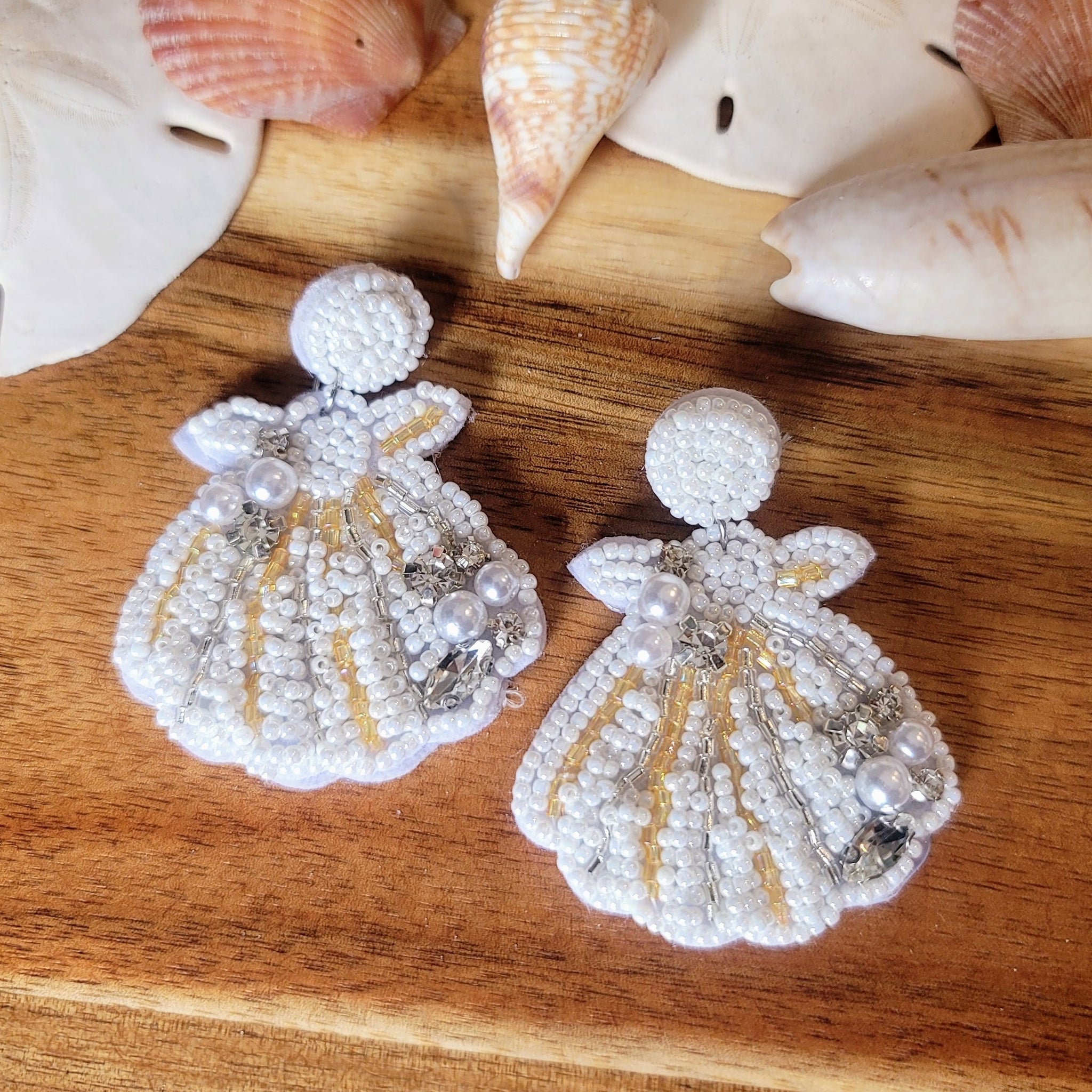 Beaded Seashell Earrings