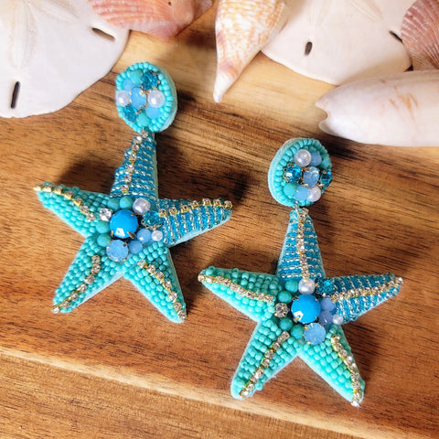 Beaded Starfish Earrings