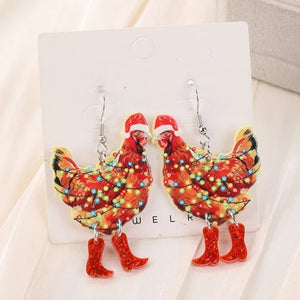 Christmas Chicken Earrings