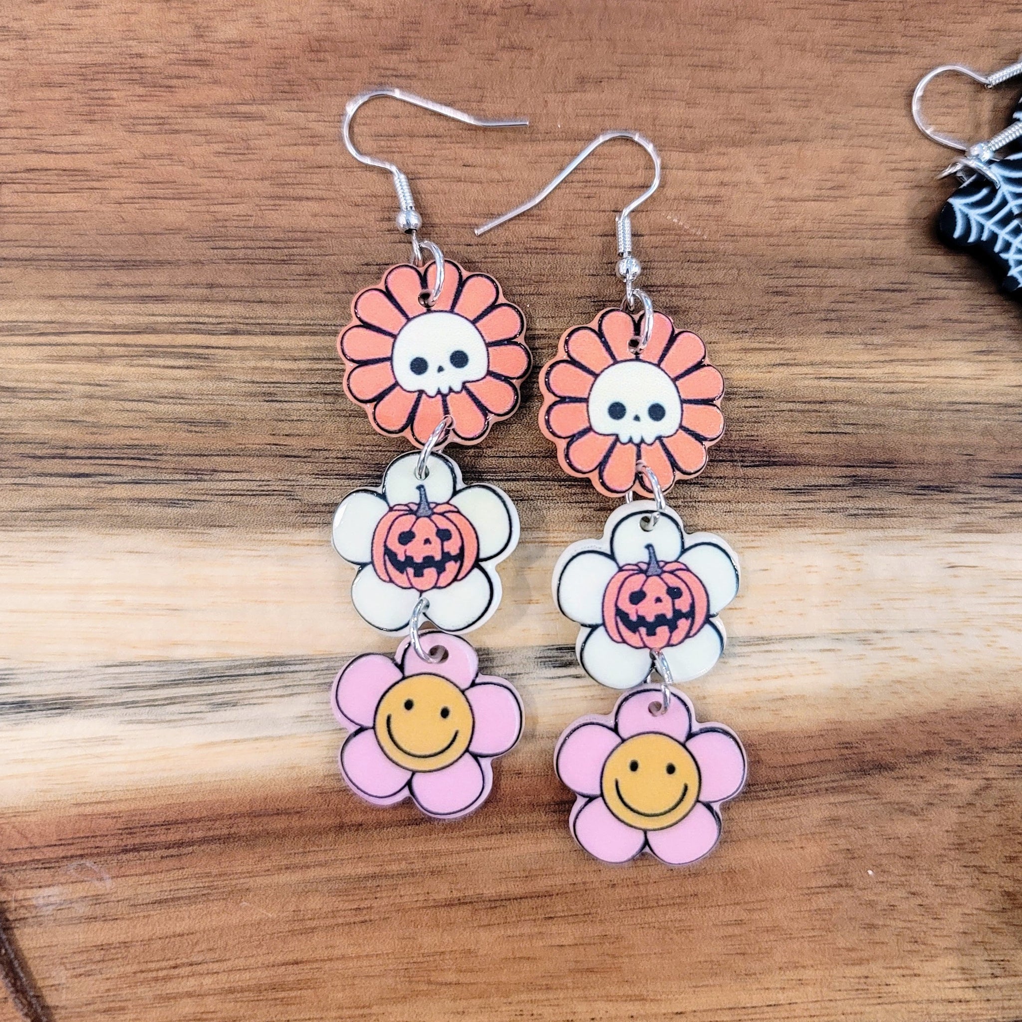 Flower Power Halloween Earrings