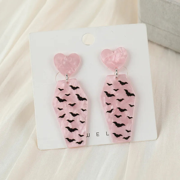 Pink Coffin Earrings