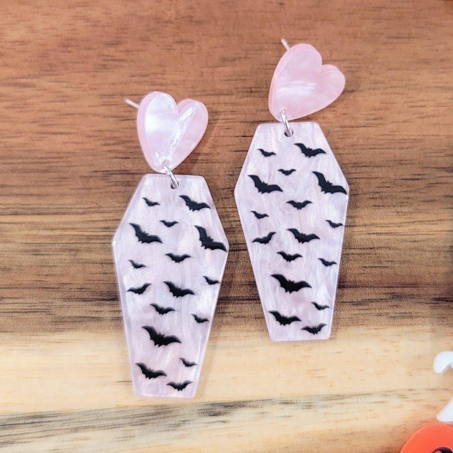 Pink Coffin Earrings