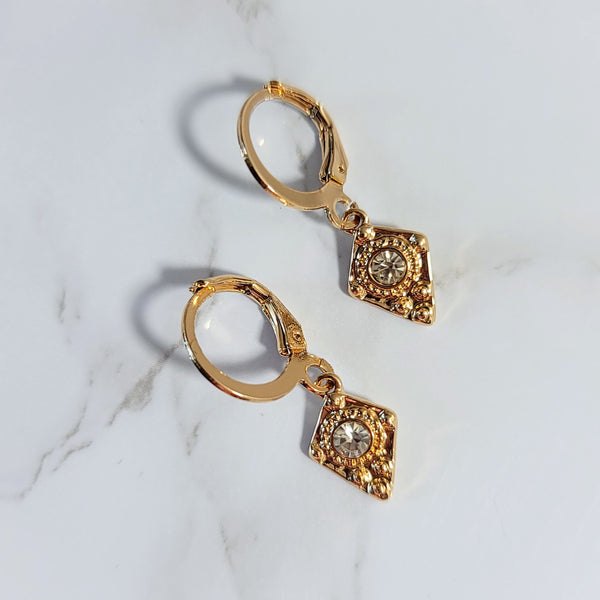 Diamond Charm Hoop Earrings