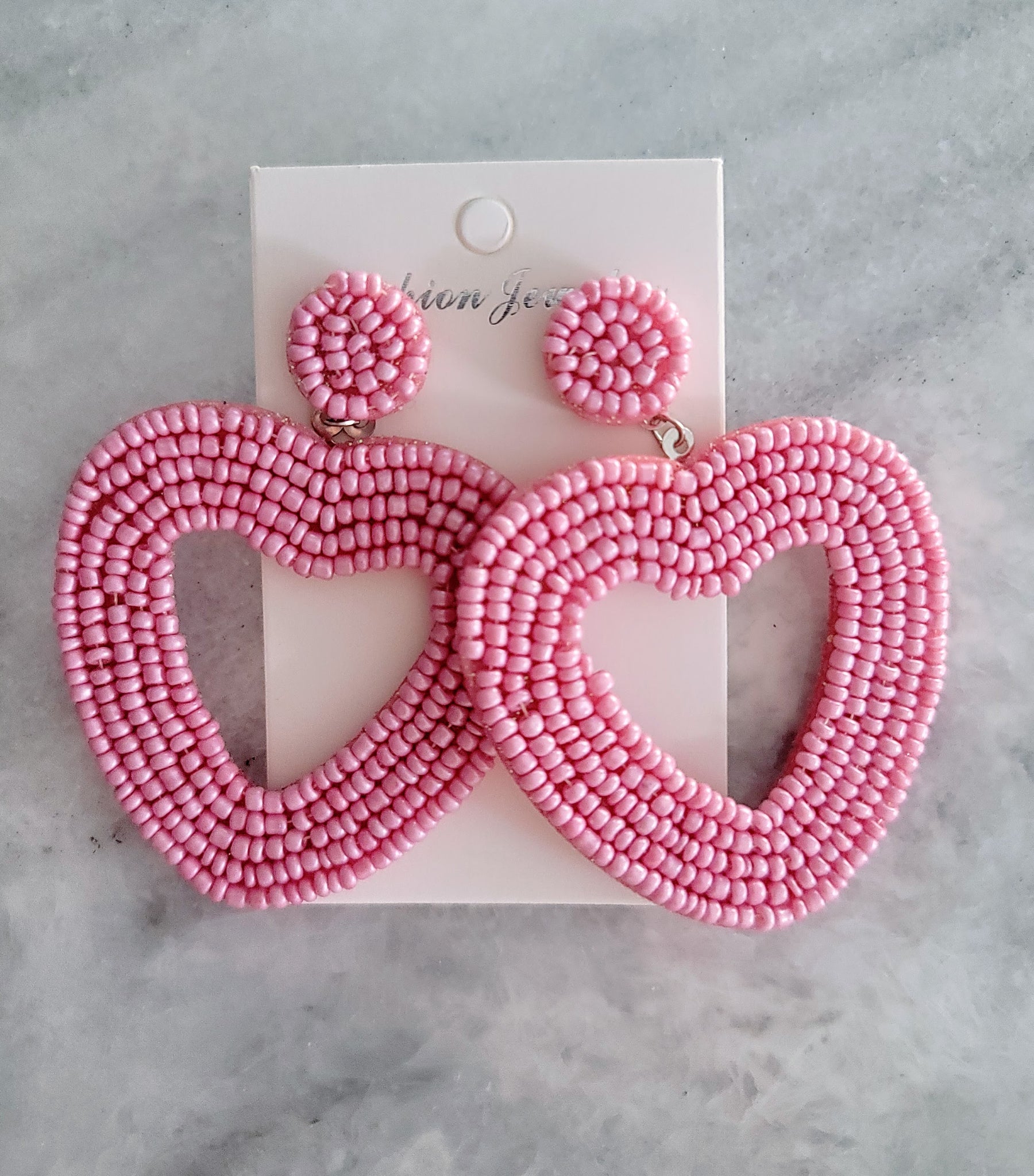 Beaded Heart Earrings- 2 Colors