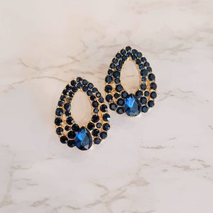 Blue Rhinestone Stud Earrings