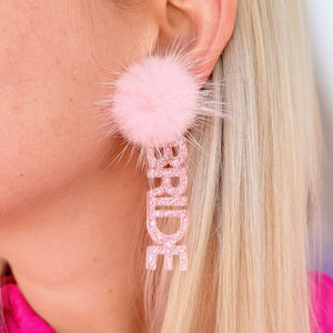 Bride Pom Earrings- Light Pink