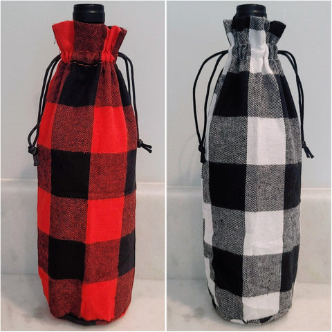 Buffalo Plaid Wine Bottle Bags