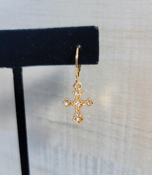 Cross Charm Hoop Earrings