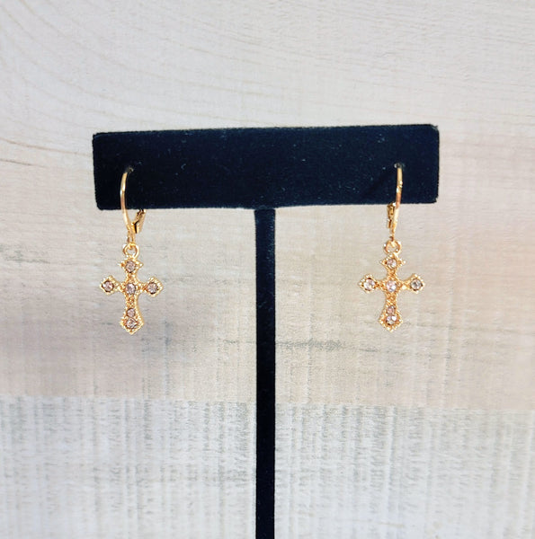 Cross Charm Hoop Earrings