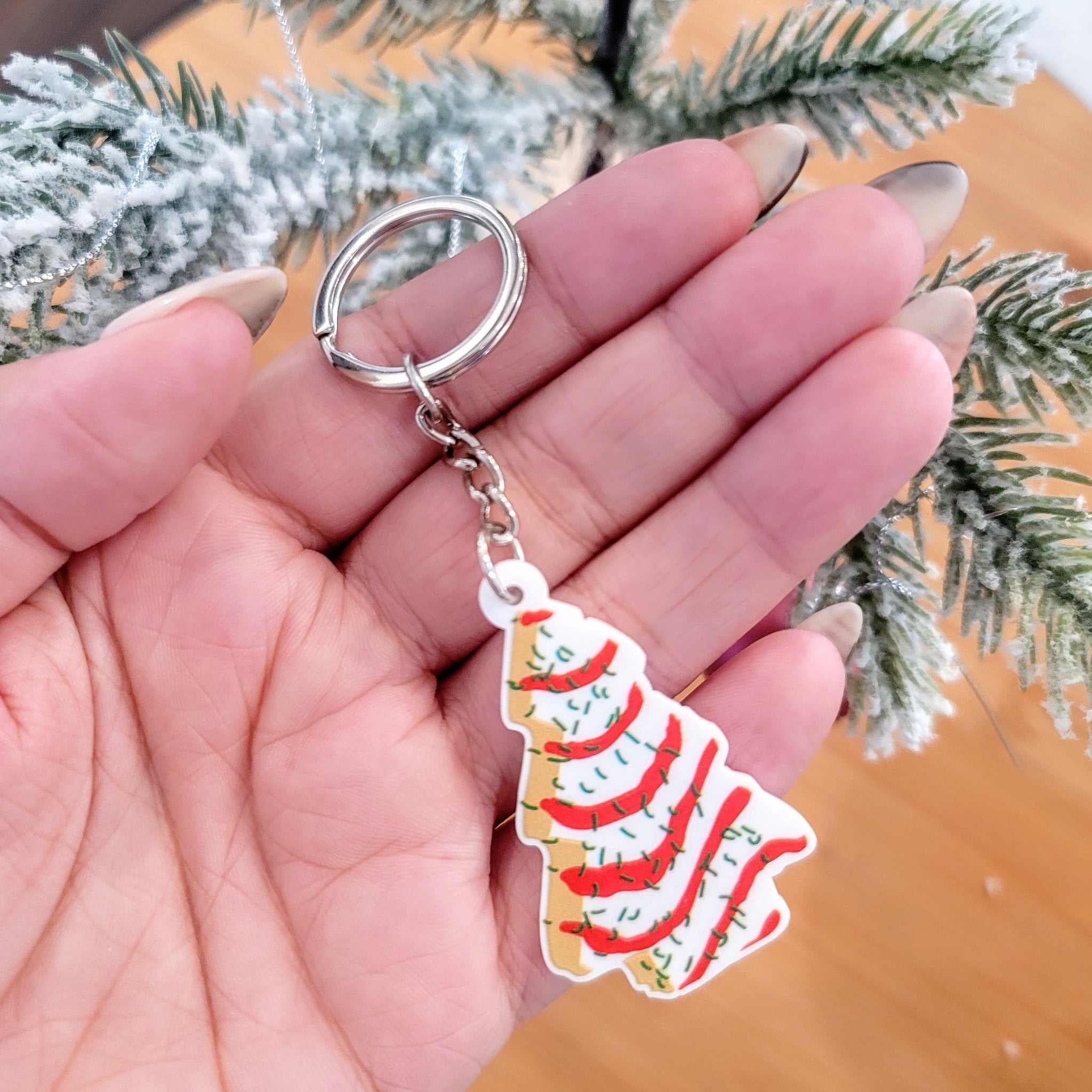 Christmas Tree Cake Keychain