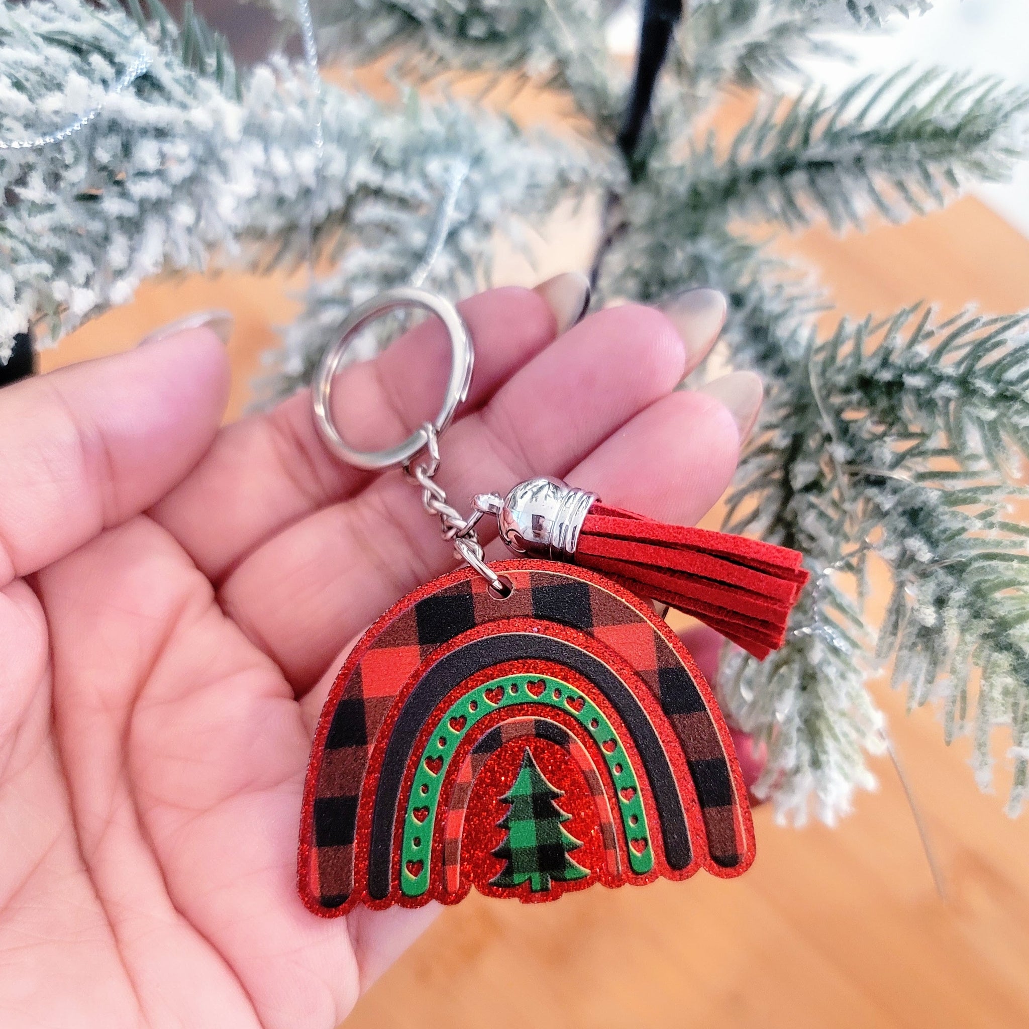 Christmas Tree Rainbow Keychain