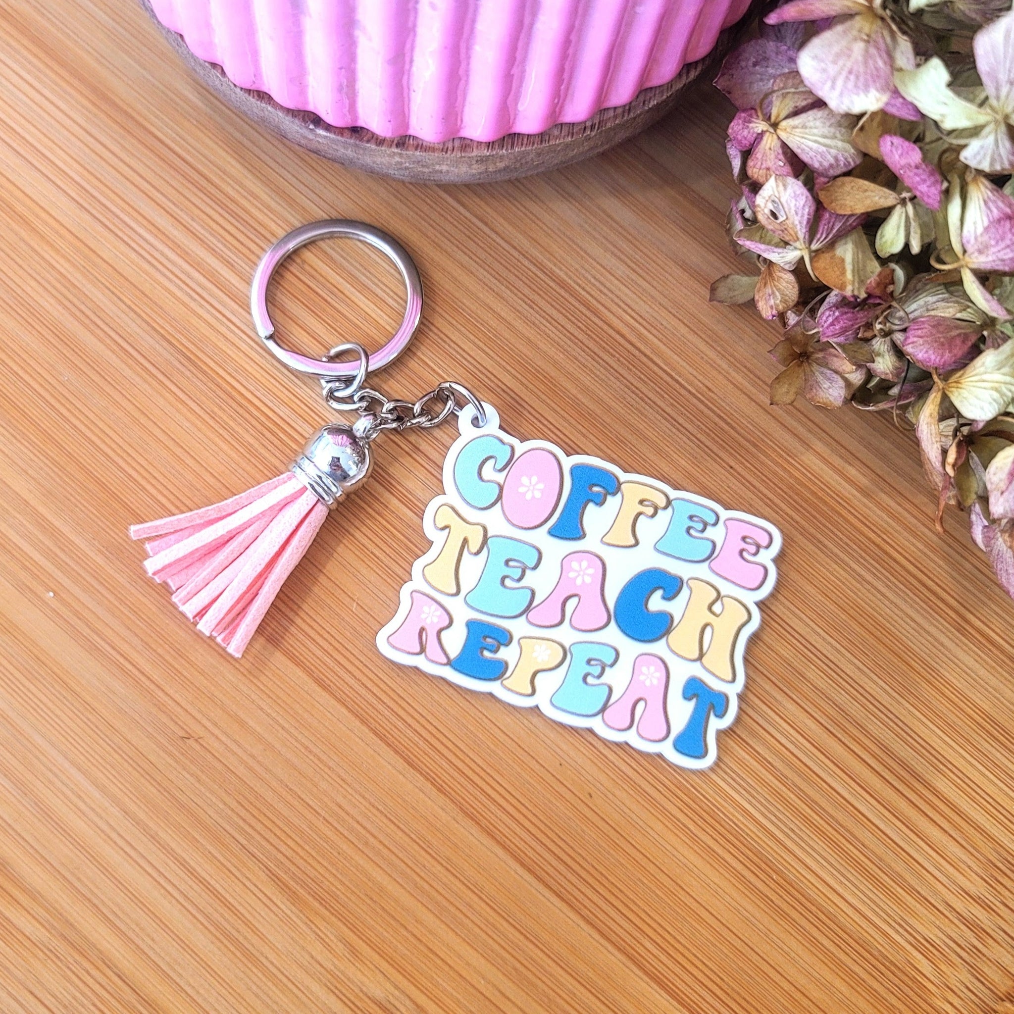 Coffee Teach Repeat Keychain