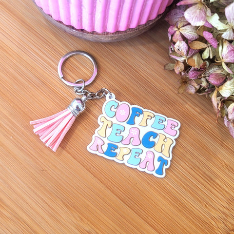 Coffee Teach Repeat Keychain