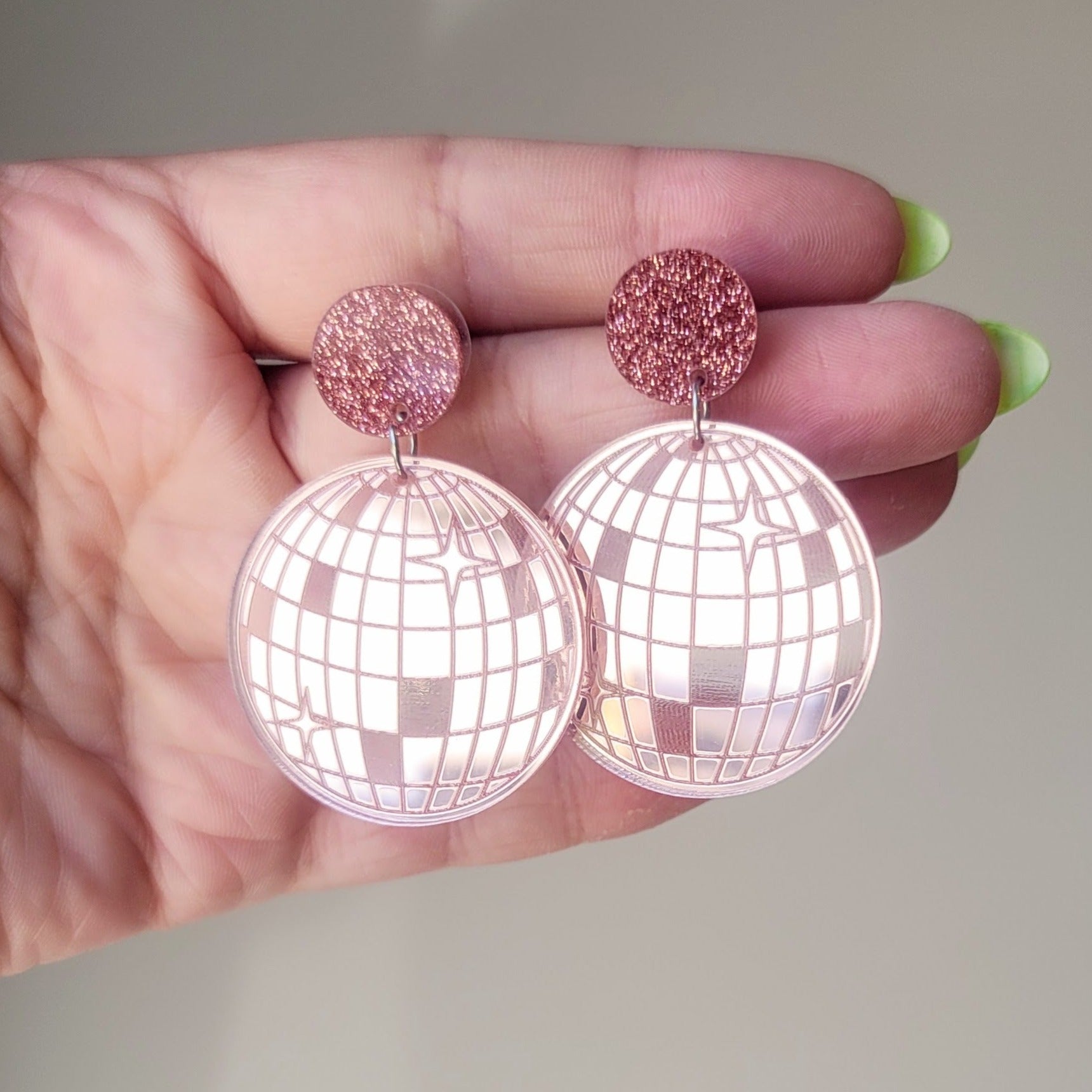 70s Pink Purple and Groovy Disco Ball Earrings  Relic828
