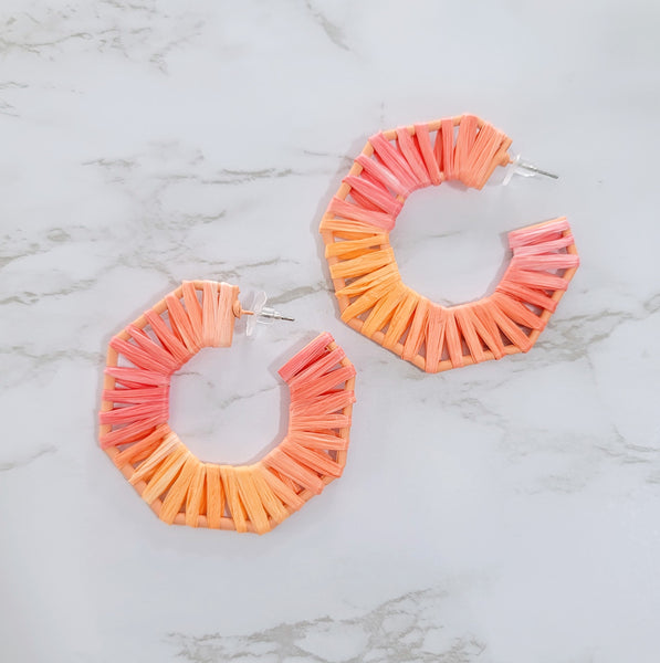 Raffia Geometric Open Hoops