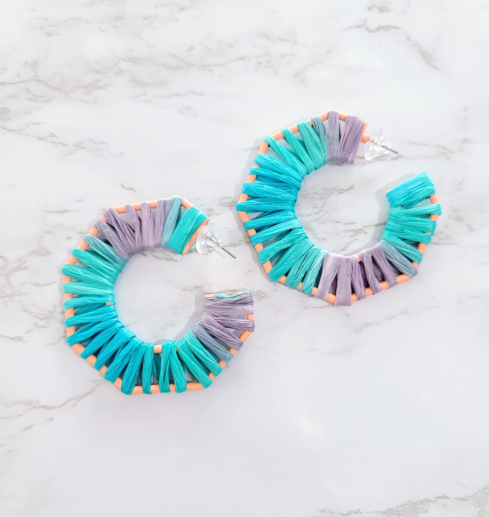 Raffia Geometric Open Hoops