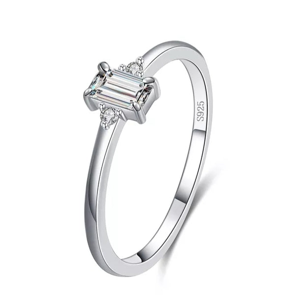 Sterling Silver Emerald Cut CZ Ring