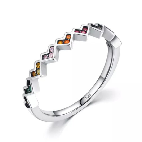 Sterling Silver Heart Ring- Multi