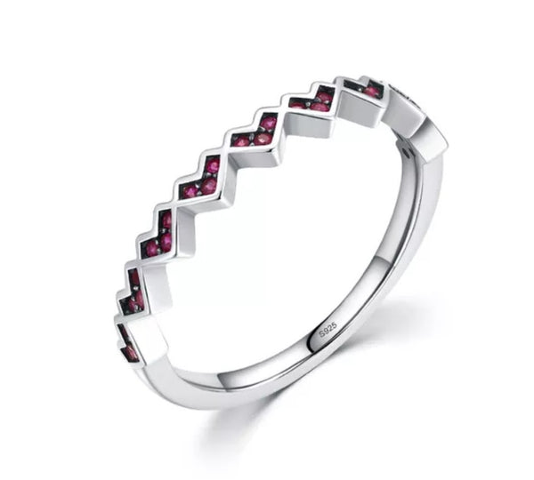 Sterling Silver Heart Ring- Pink