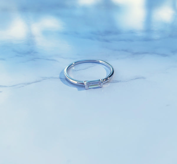 Sterling Silver Simple Baguette CZ Ring