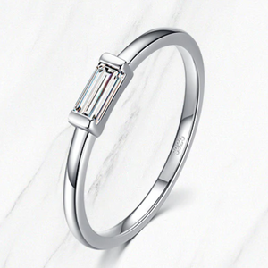 Sterling Silver Simple Baguette CZ Ring