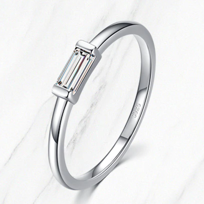 Sterling Silver Simple Baguette CZ Ring