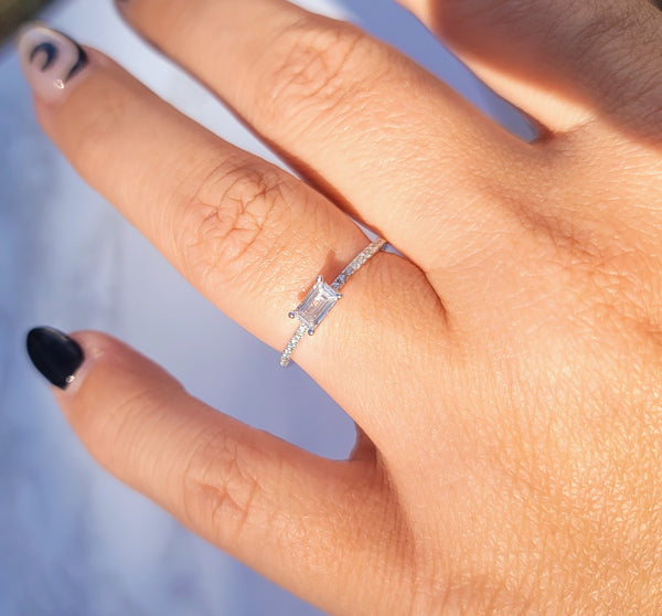 Sterling Silver Baguette CZ Ring