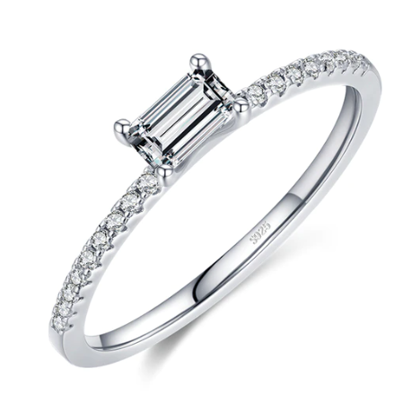 Sterling Silver Baguette CZ Ring