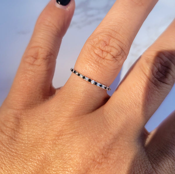 Sterling Silver Black and Clear CZ Ring