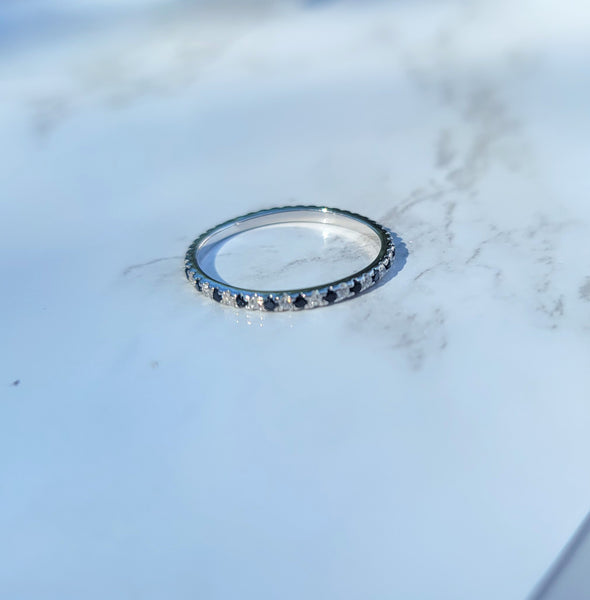 Sterling Silver Black and Clear CZ Ring