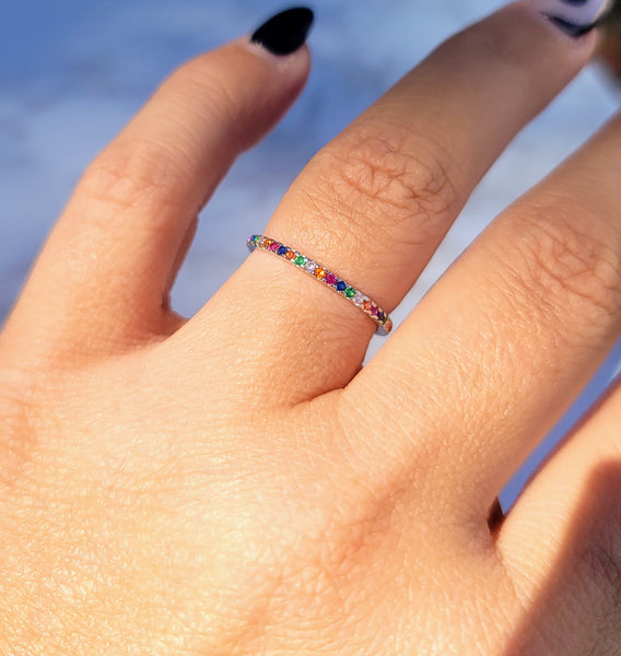 Sterling Silver Multicolor CZ Ring