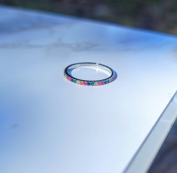 Sterling Silver Multicolor CZ Ring