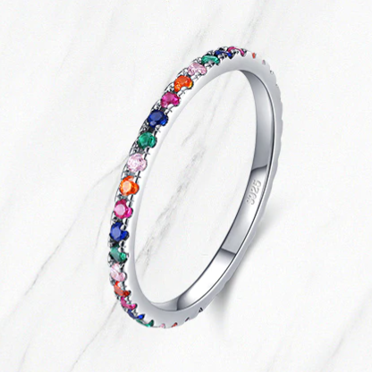 Sterling Silver Multicolor CZ Ring