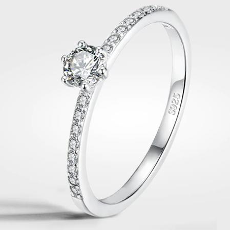 Sterling Silver Round CZ Ring