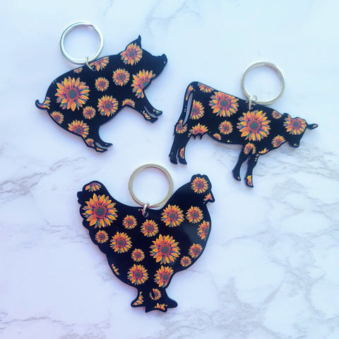 Sunflower Animal Keychains