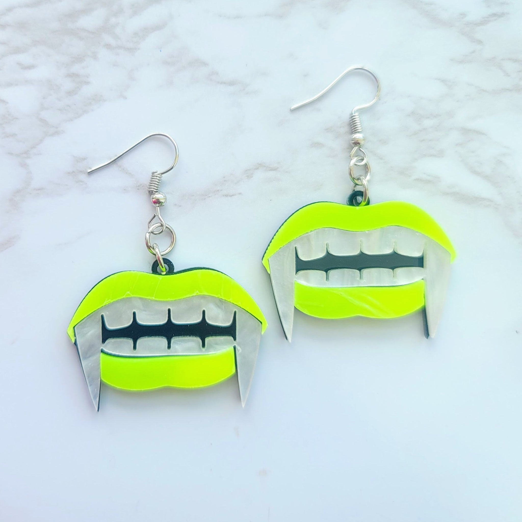 Vampire Teeth Earrings- Green