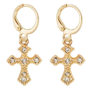 Cross Charm Hoop Earrings